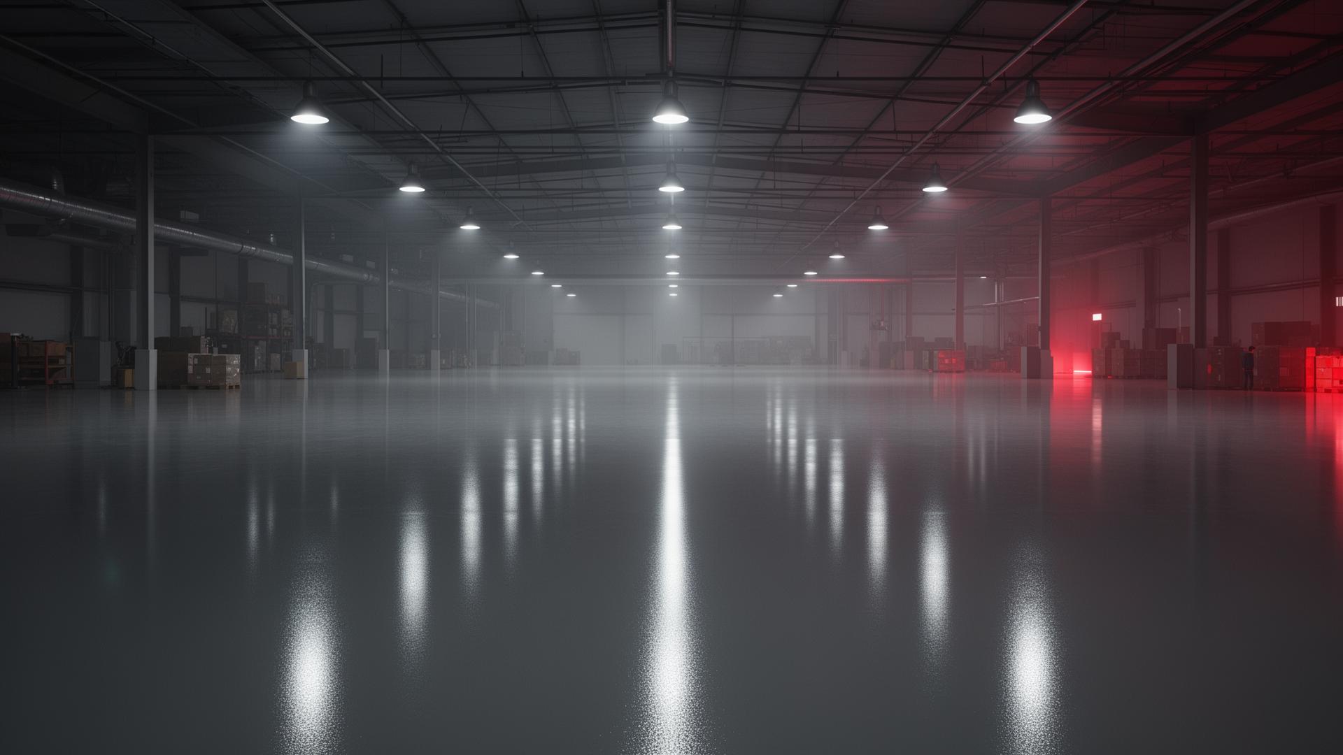 Polished commercial warehouse epoxy floor
