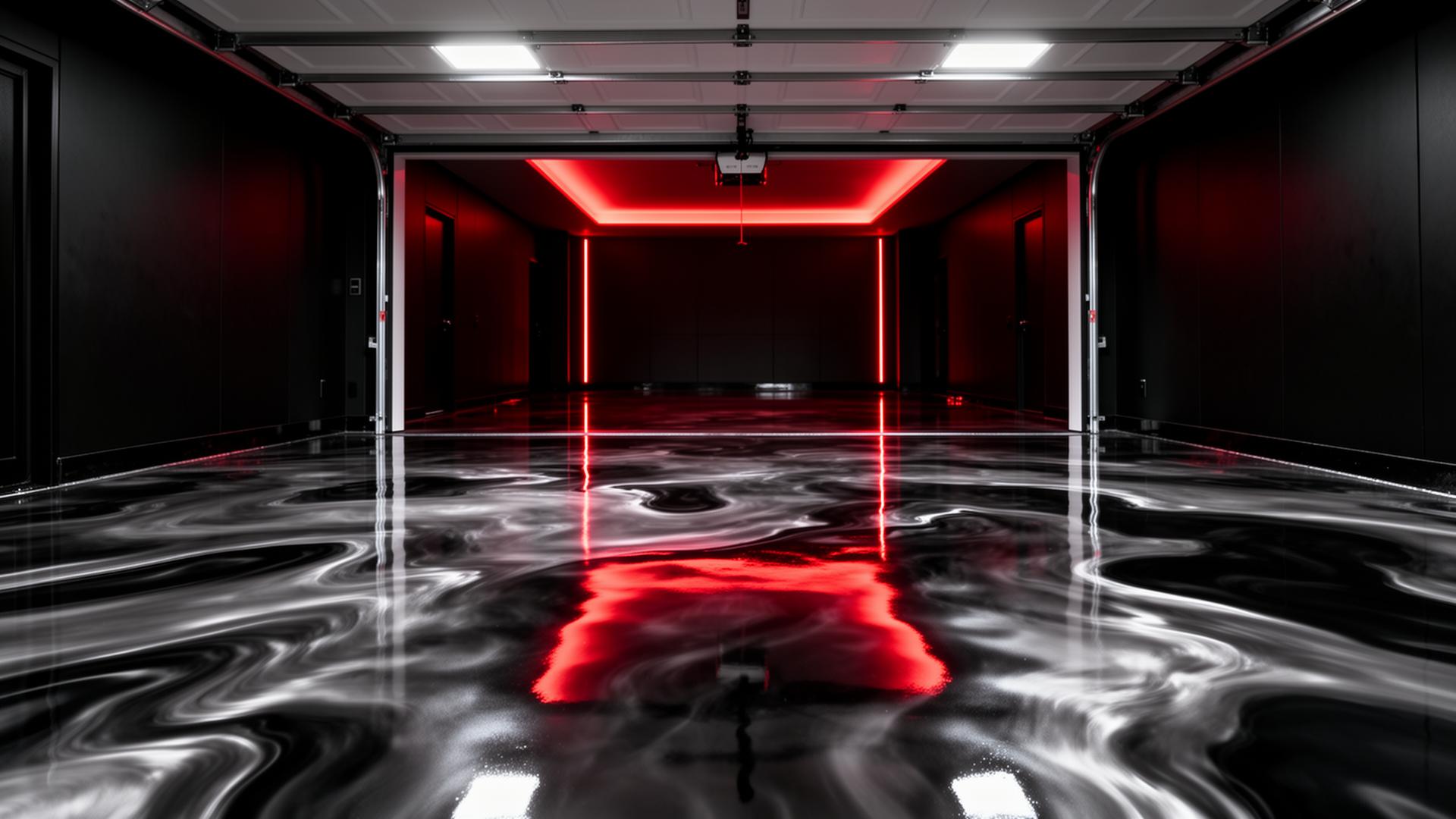 Stunning metallic epoxy garage floor